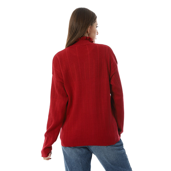 Mock_Neck_Mulit-Pattern_Wine_Red_Pullover
