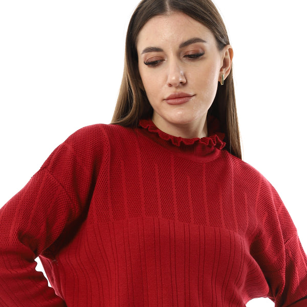 Mock_Neck_Mulit-Pattern_Wine_Red_Pullover