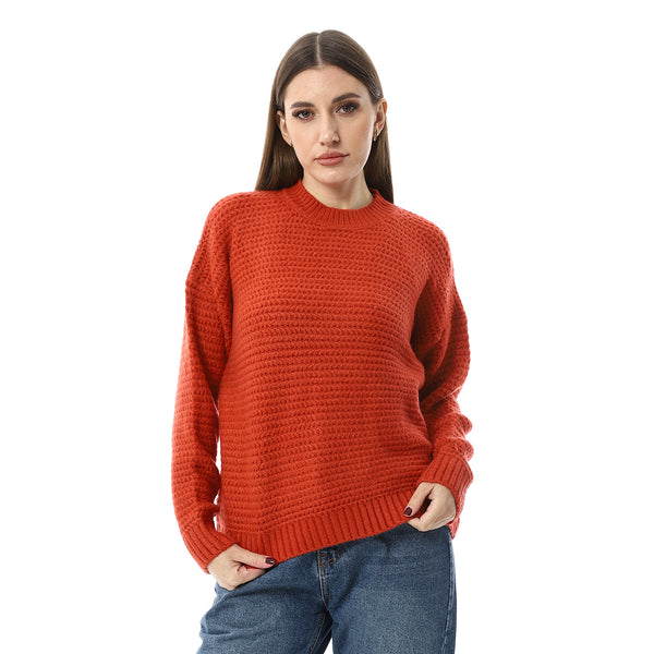 Fisherman_Knit_Fire_Orange_Pullover