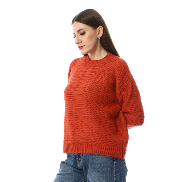 Fisherman_Knit_Fire_Orange_Pullover