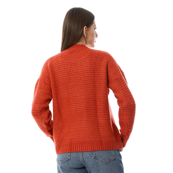 Fisherman_Knit_Fire_Orange_Pullover