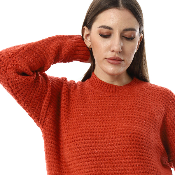 Fisherman_Knit_Fire_Orange_Pullover