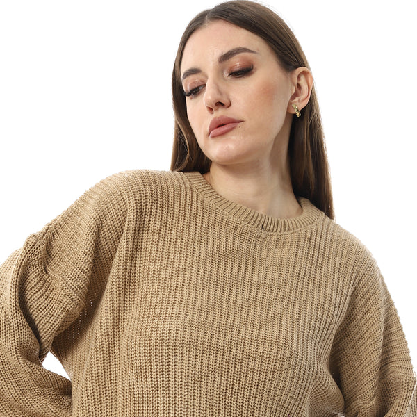 Buff_Beige_Round_Neck_Knitted_Pullover