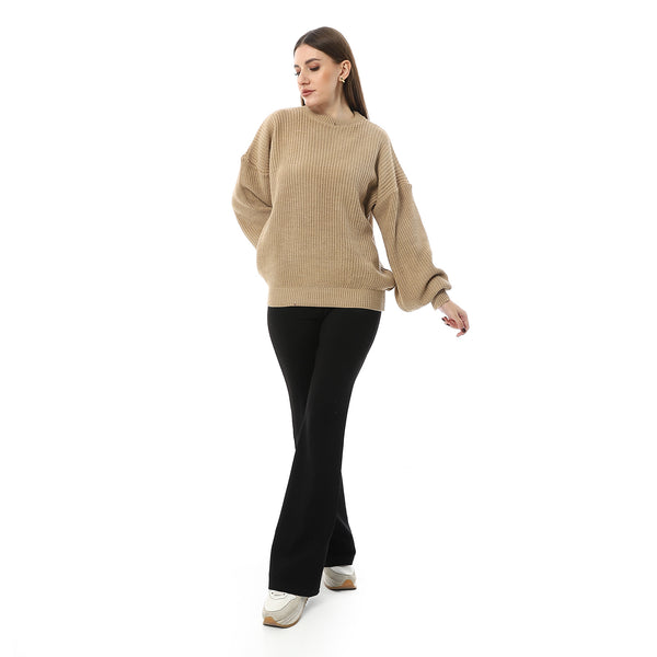 Buff_Beige_Round_Neck_Knitted_Pullover