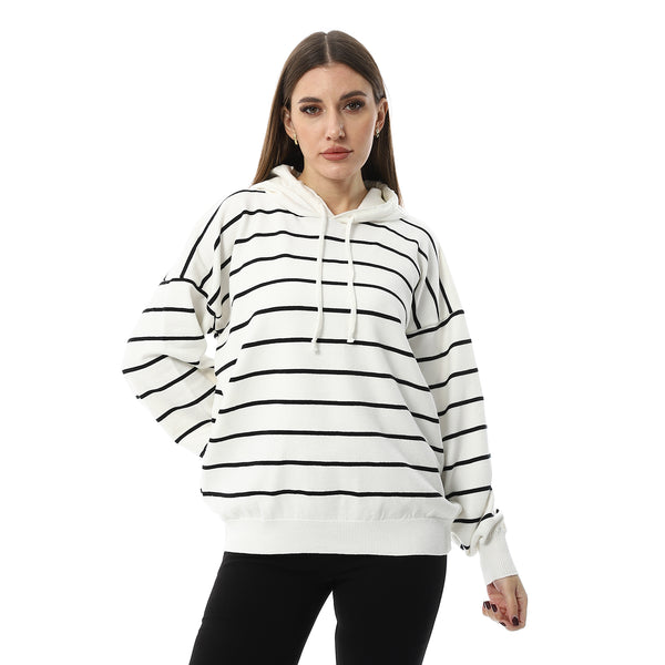White_&_Black_Stripped_Hooded_Pullover
