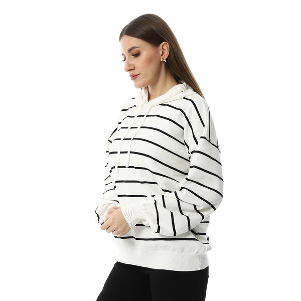 White_&_Black_Stripped_Hooded_Pullover
