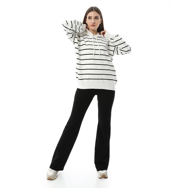 White_&_Black_Stripped_Hooded_Pullover