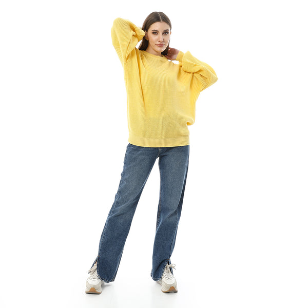 Bright_Yellow_Round_Neck_Knitted_Pullover