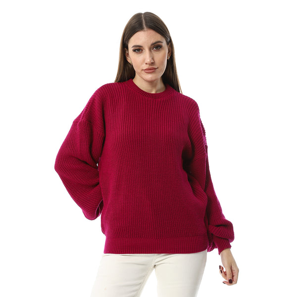 Rosewood_Pink_Round_Neck_Knitted_Pullover