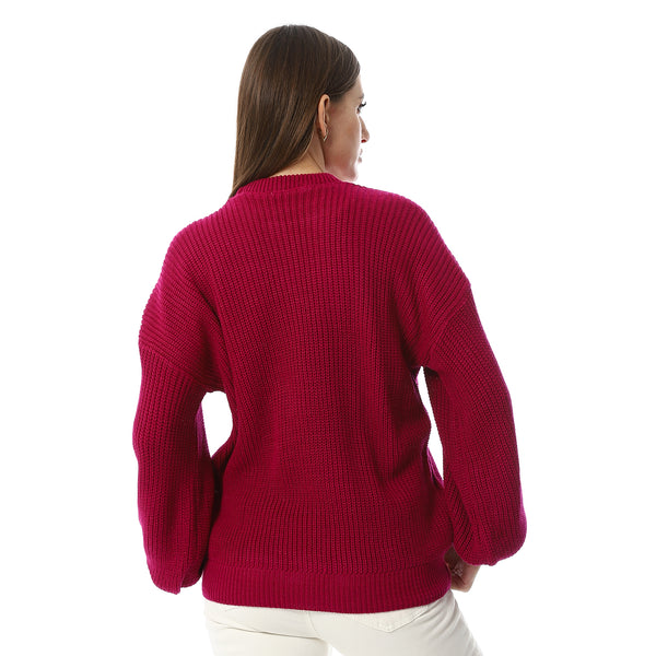 Rosewood_Pink_Round_Neck_Knitted_Pullover