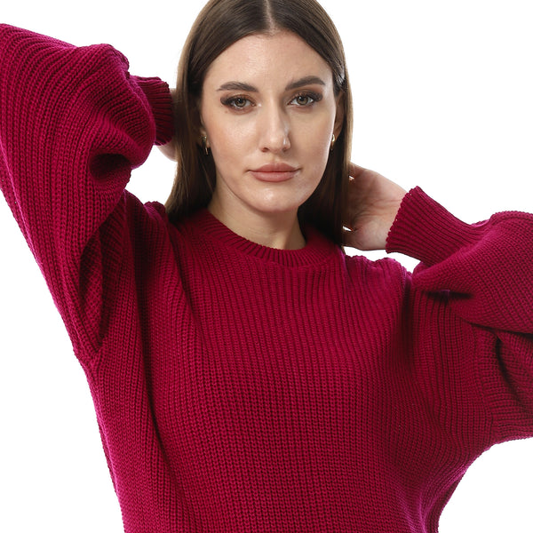 Rosewood_Pink_Round_Neck_Knitted_Pullover