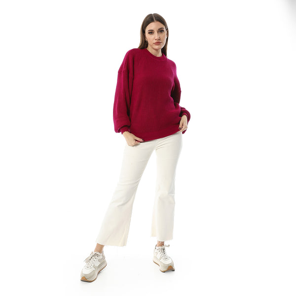 Rosewood_Pink_Round_Neck_Knitted_Pullover