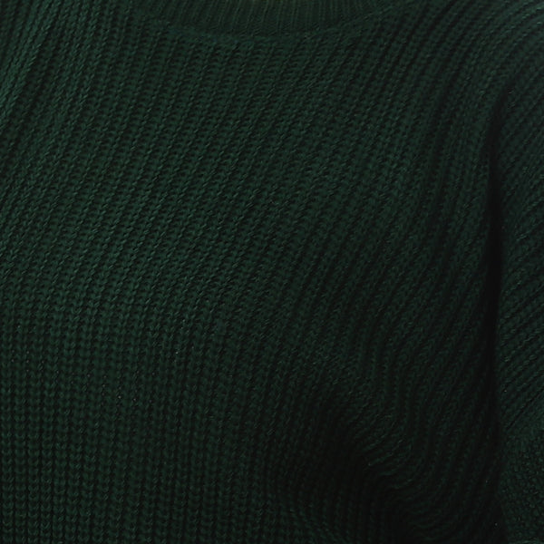 Dark_Emerald_Green_Round_Neck_Knitted_Pullover