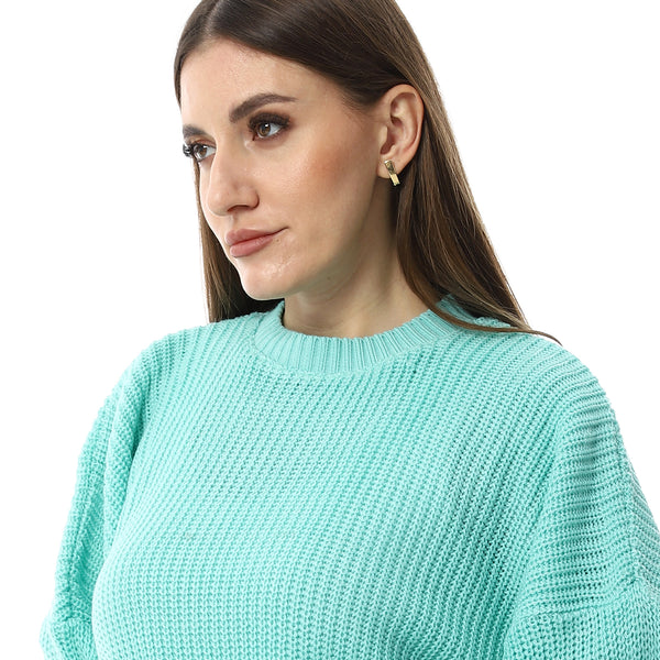 Knitted_Turquoise_Pullover_With_Multi-Slits