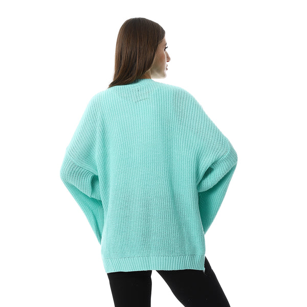Knitted_Turquoise_Pullover_With_Multi-Slits