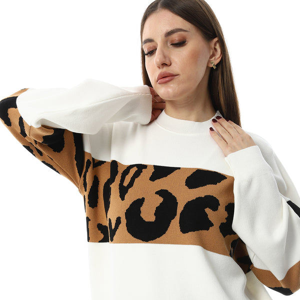 White_With_Touch_Of_Reptile_Patterned_Pullover