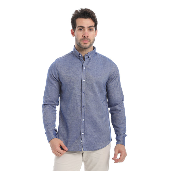 Classic_Heather_Cotton_Long_Sleeve_Shirt_–_Blue