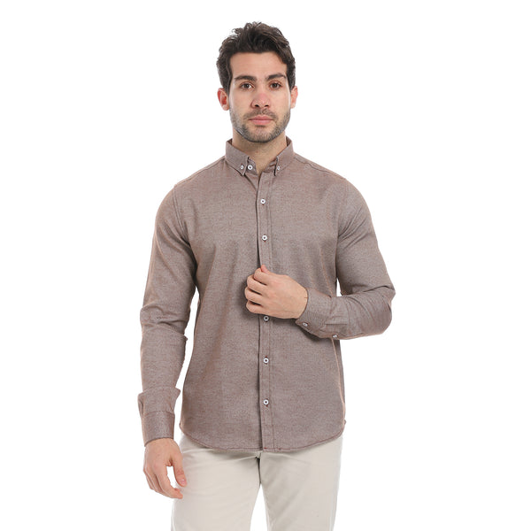 Classic_Heather_Cotton_Long_Sleeve_Shirt_–_Brown