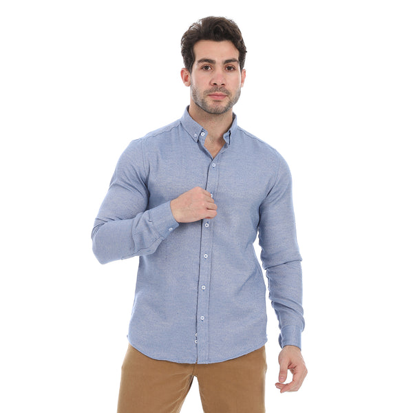 Heather_Stone_Blue_Olive_Button-Up_Cotton_Shirt
