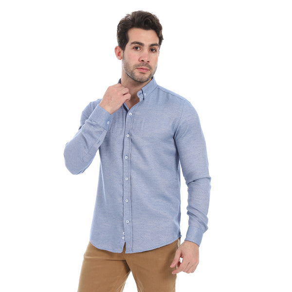 Heather_Stone_Blue_Olive_Button-Up_Cotton_Shirt