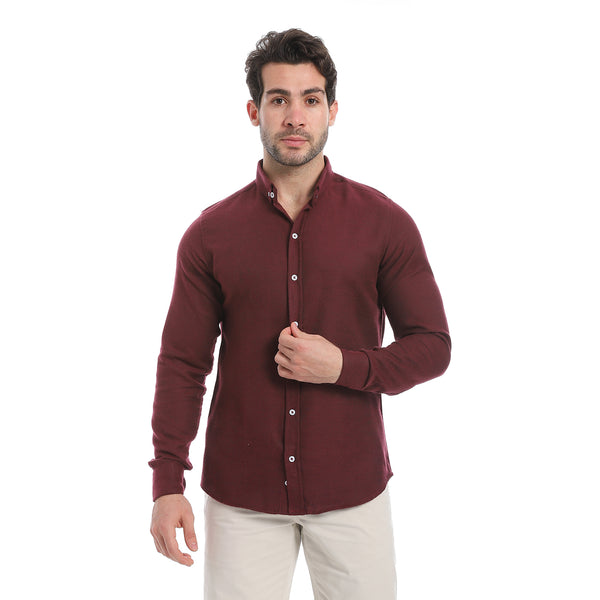 Classic_Heather_Cotton_Long_Sleeve_Shirt_–_Dark_Magenta