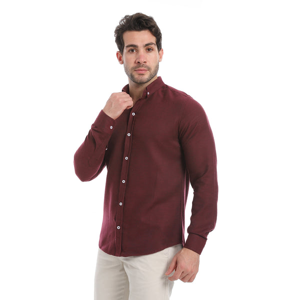 Classic_Heather_Cotton_Long_Sleeve_Shirt_–_Dark_Magenta