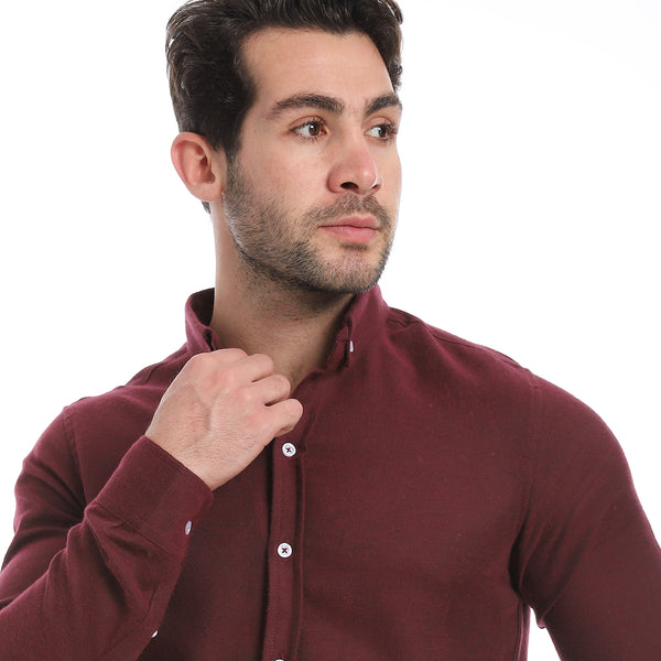 Classic_Heather_Cotton_Long_Sleeve_Shirt_–_Dark_Magenta