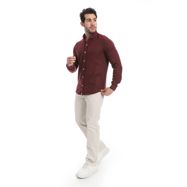 Classic_Heather_Cotton_Long_Sleeve_Shirt_–_Dark_Magenta
