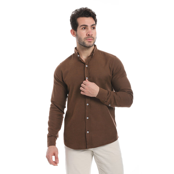 Classic_Heather_Cotton_Long_Sleeve_Shirt_–_Chocolate_Brown