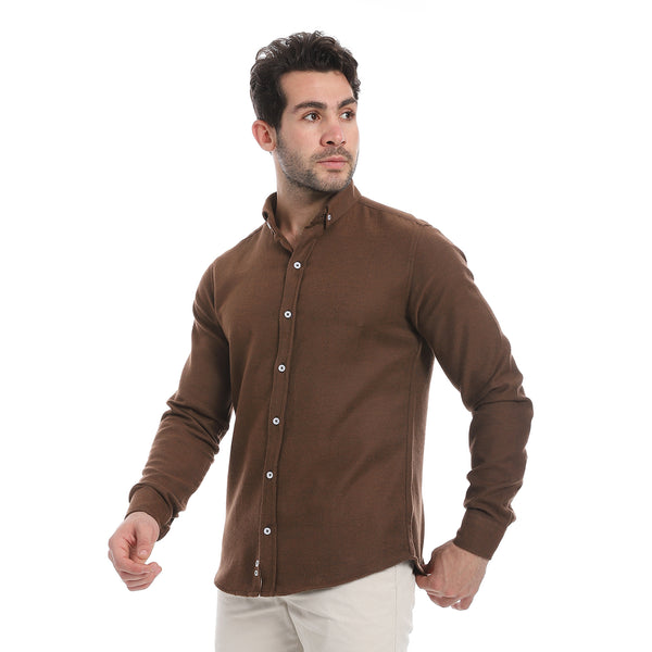 Classic_Heather_Cotton_Long_Sleeve_Shirt_–_Chocolate_Brown