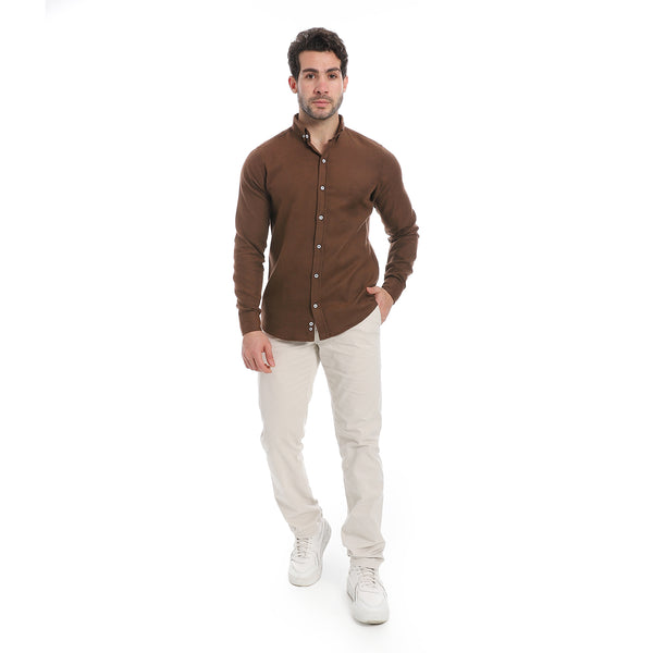 Classic_Heather_Cotton_Long_Sleeve_Shirt_–_Chocolate_Brown