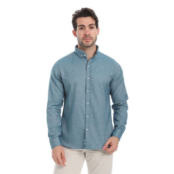Classic_Heather_Greenish_Blue_Long_Sleeves_Shirt