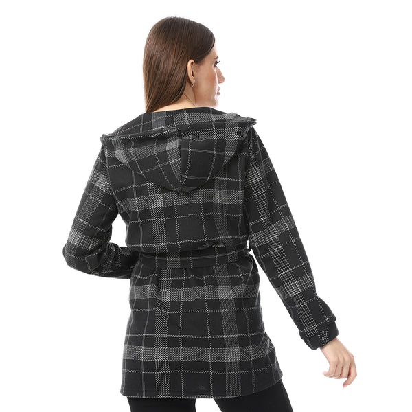 MELANG_Plaid_Wrap_COAT_-_Black
