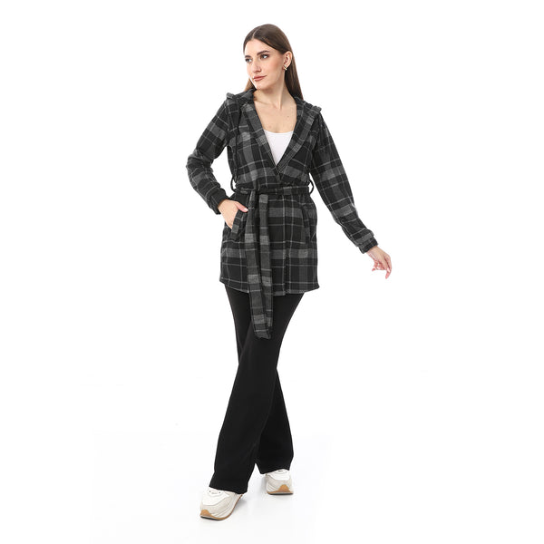 MELANG_Plaid_Wrap_COAT_-_Black