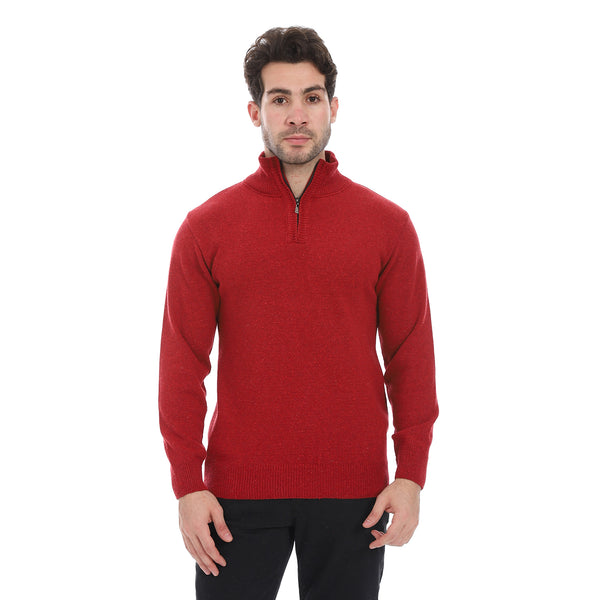 Dark_Red_Zipper_Closure_Pullover
