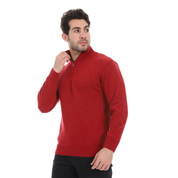 Dark_Red_Zipper_Closure_Pullover