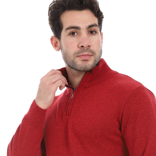 Dark_Red_Zipper_Closure_Pullover