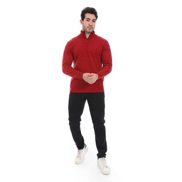 Dark_Red_Zipper_Closure_Pullover