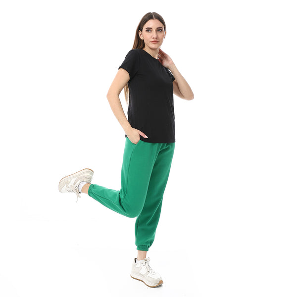 Green_Melton_Elastic_Sweatpants