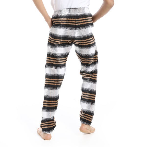 Regular_fit_Checkered_Trousers_For_Boy's_-_Beige_,_Black_&_White