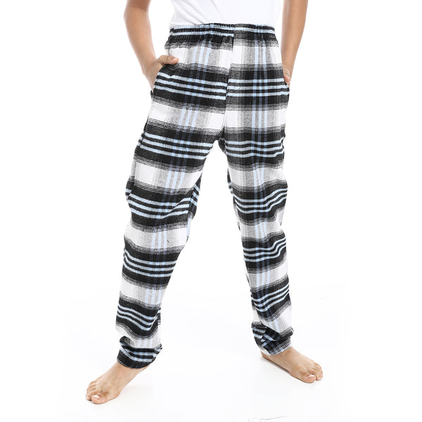 Regular_fit_Checkered_Trousers_For_Boy's_-_Light_Blue_,_Black_&_White