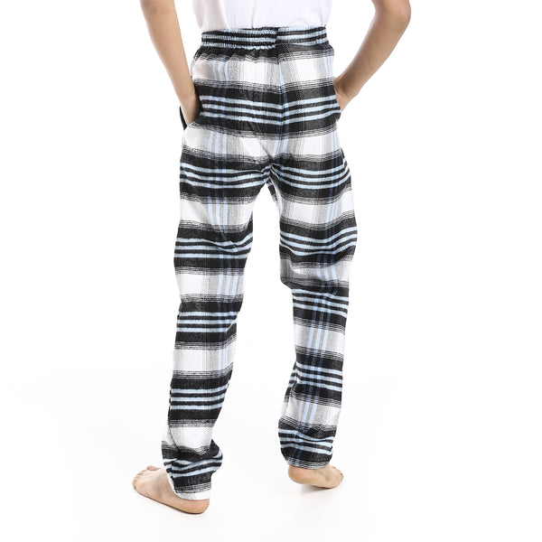 Regular_fit_Checkered_Trousers_For_Boy's_-_Light_Blue_,_Black_&_White