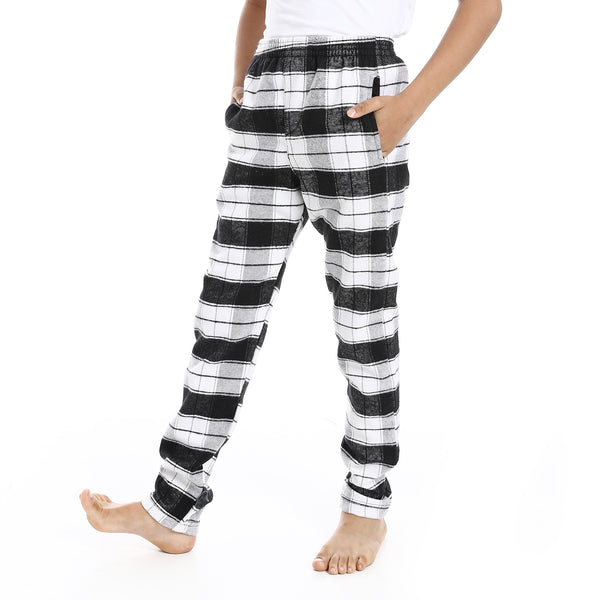 Regular_fit_Checkered_Trousers_For_Boy's_-_Black_&_White