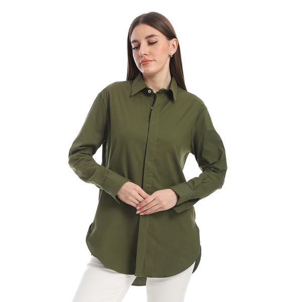 Solid_Olive_Long_Sleeves_Buttoned_Basic_Shirt