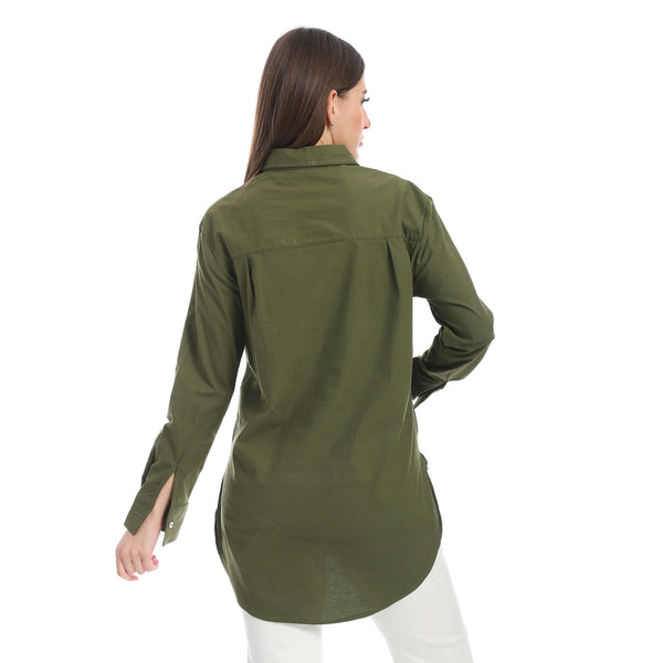 Solid_Olive_Long_Sleeves_Buttoned_Basic_Shirt