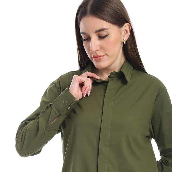 Solid_Olive_Long_Sleeves_Buttoned_Basic_Shirt