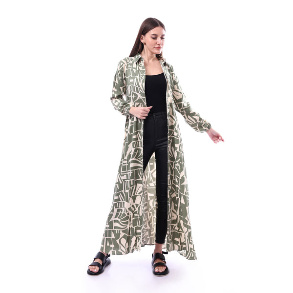 Patterned_Long_Sleeve_Women_Dress_-_Olive_&_Beige
