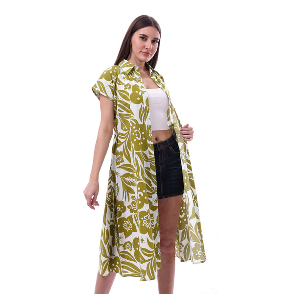 Floral_Dress_Printed_Short_Sleeves_-_Light_Green_&_White
