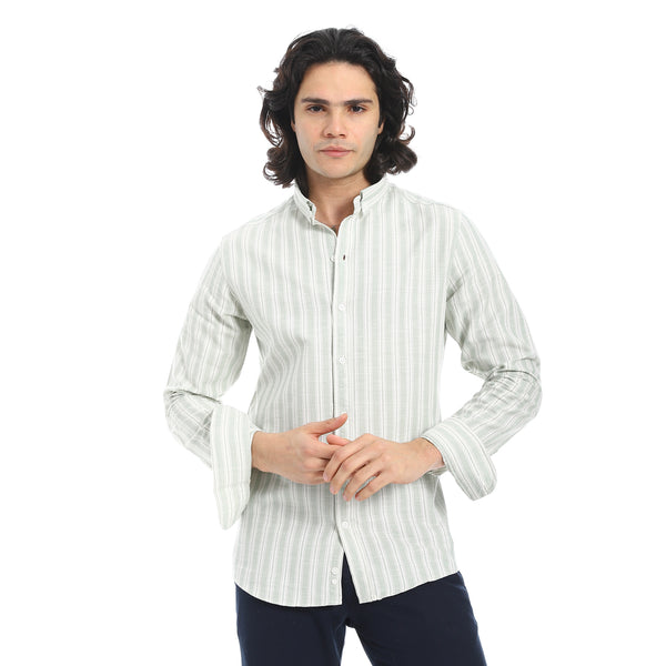 White_Shirt_With_Pastel_Green_Stripes