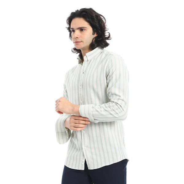 White_Shirt_With_Pastel_Green_Stripes